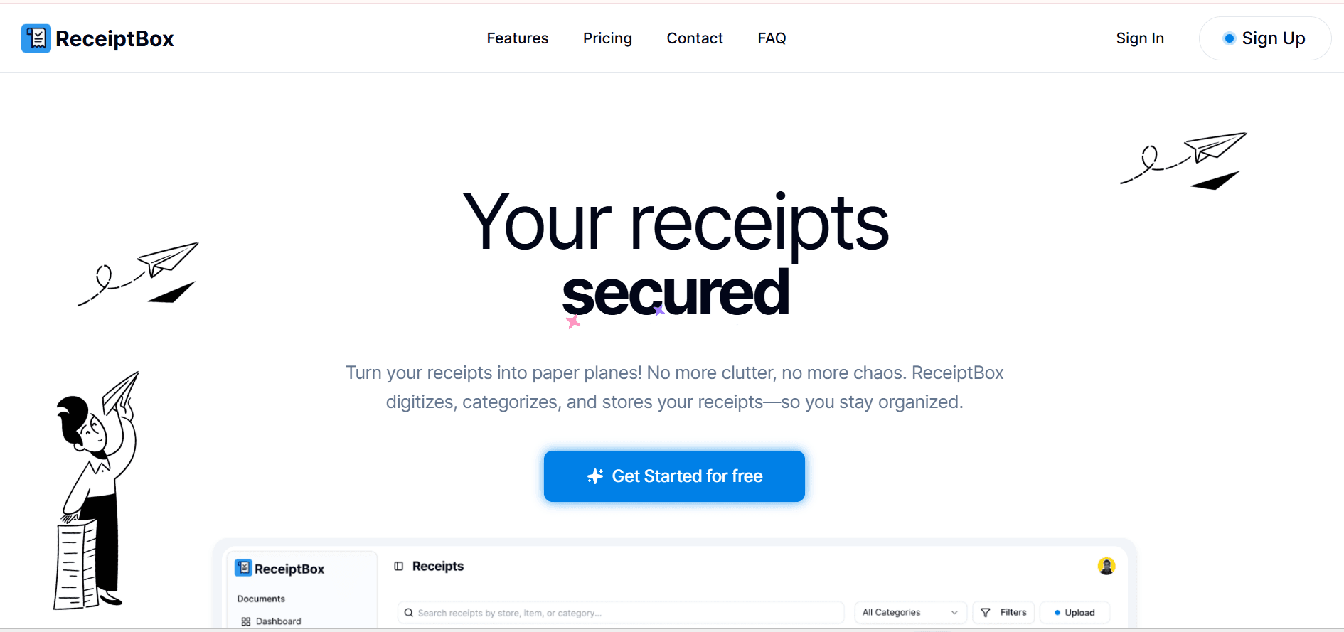 Receiptbox learner project interface preview