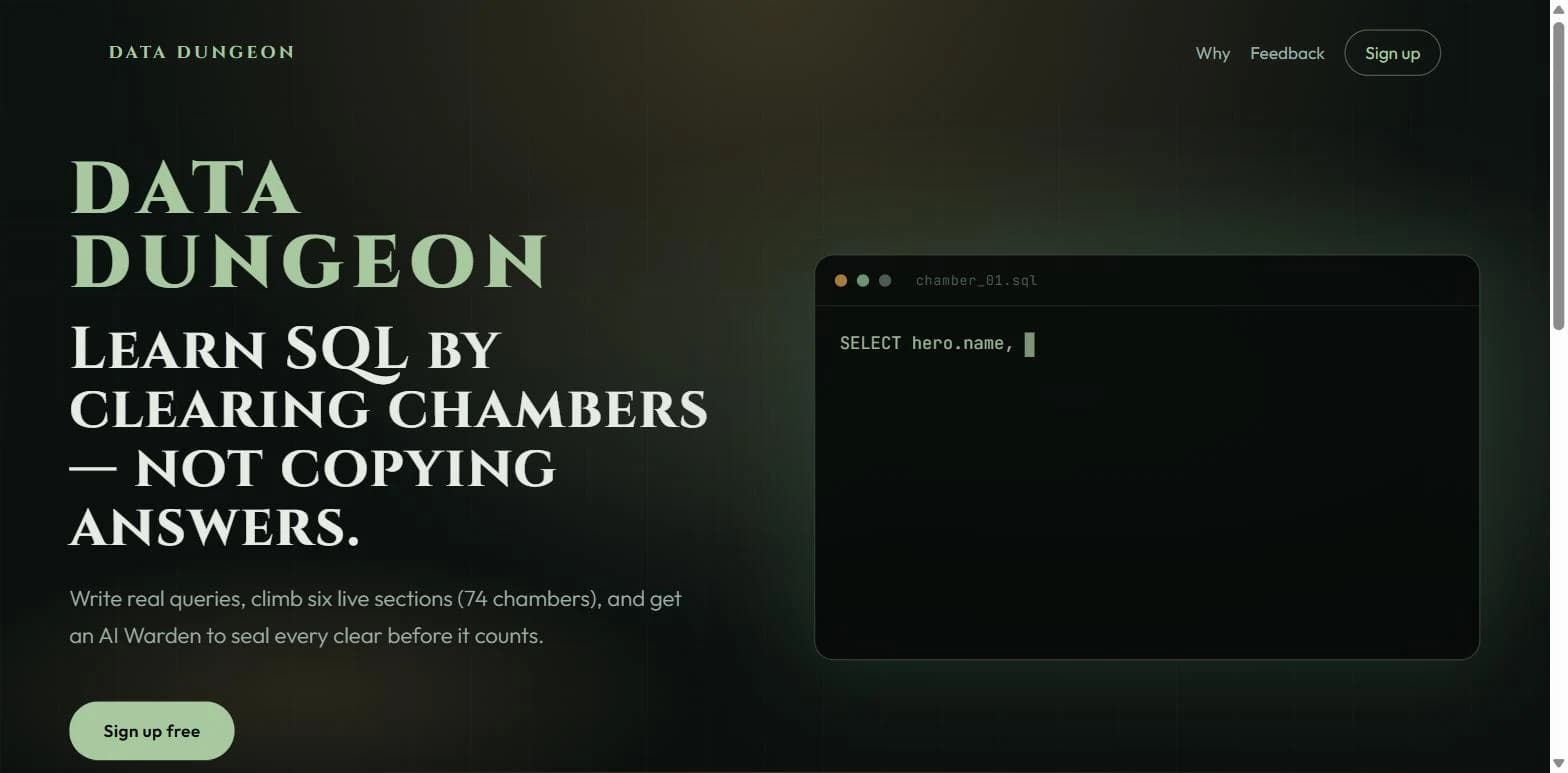 Data Dungeon app preview